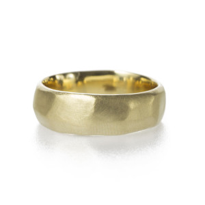 18K Yellow gold wedding band with soft, organic texture- handmade by artist Kendra Renee