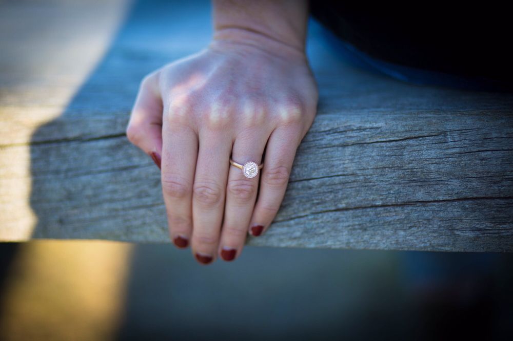 handmade gold engagement ring with recycled diamond