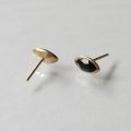 Handmade onyx and gold stud earrings