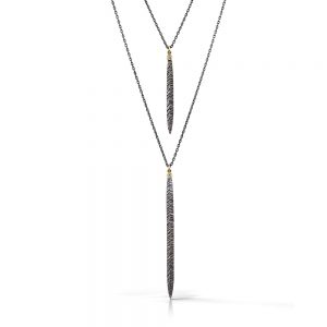 Silver, gold, and diamond double necklace