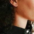 Tiny geometric gold post earrings