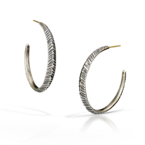 Silver and Gold Rustic Hoop Earrings by Kendra Renee